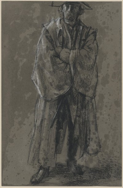 Offizier mit Mantel und Hut (Haltungsstudie Moritz von Anhalt-Dessau) von Adolph Menzel
