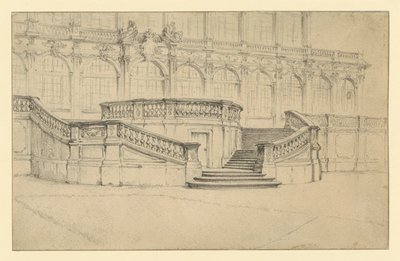 Treppenaufgang zum Mathematisch Physikalischen Salon im Zwinger in Dresden von Adolph Menzel