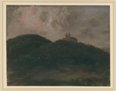 Waldige Berglandschaft mit Kloster Banz bei Lichtenfels in Bayern auf der Höhe von Adolph Menzel