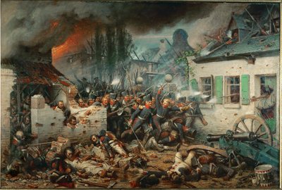 Preußische Truppen stürmen das Dorf Plancenoit während der Schlacht von Waterloo von Adolph Northen