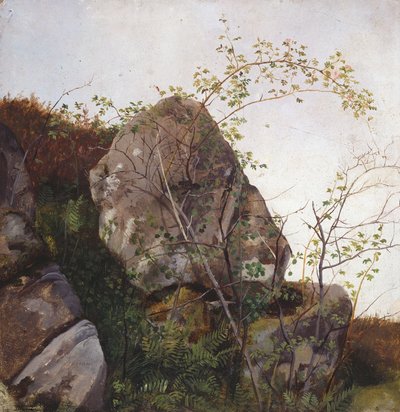 Blühender Weißdorn und Farne von Adolph Tidemand