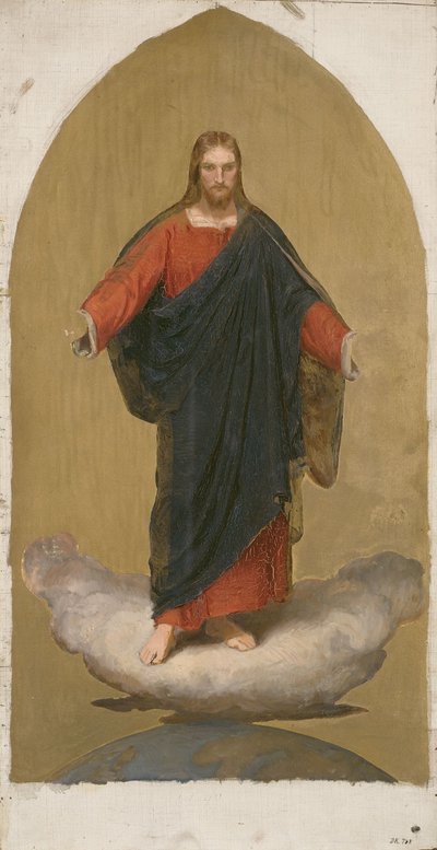 Christus auf dem Globus. Skizze für ein Altarbild von Adolph Tidemand