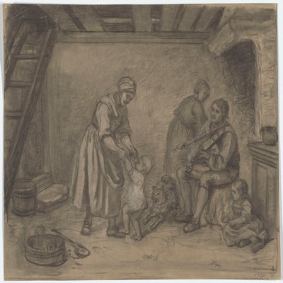 Häusliche Szene auf dem Land von Adolph Tidemand