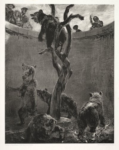 Essay über Stein mit Pinsel und Schaber: Die Bärengrube von Adolph Menzel