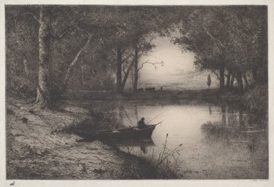 Fischer in einem Boot am Flussufer von Adolphe Appian