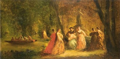 Frauen im Park nahe einem Fluss von Adolphe Joseph Thomas Monticelli