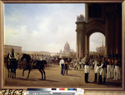 Militärparade auf dem Palastplatz in St. Petersburg von Adolphe Ladurner