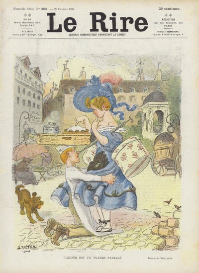 Liebe ist ein geteiltes Vergnügen. Illustration für Le Rire von Adolphe Leon Willette