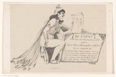 Visitenkarte des Druckhändlers Edmond Sagot in Paris von Adolphe Leon Willette