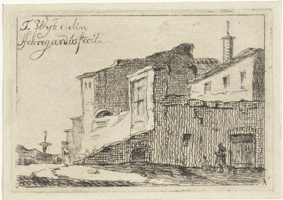 Ansicht einer italienischen Stadt oder eines Dorfes von Adriaan Schregardus