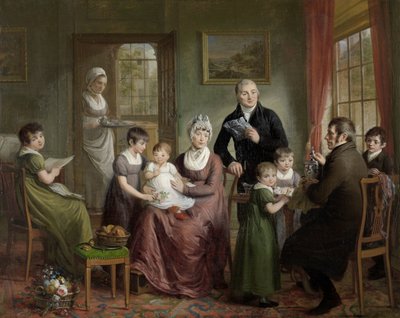 Porträt der Familie von Adrianus Bonebakker mit Dirk L. Bennewitz von Adriaan de Lelie (signed by artist)