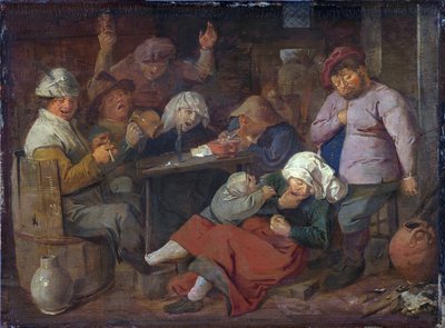 Bauern trinken in einer Taverne von Adriaen Brouwer