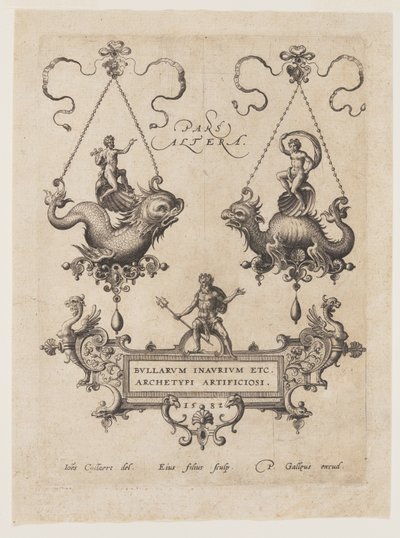 Entwürfe für Anhänger mit Seemonstern von Adriaen Collaert