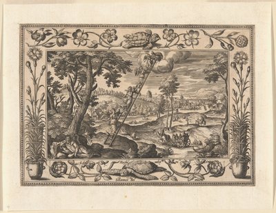 Jakobs Traum, aus Landschaften mit alten und neuen Testament-Szenen und Jagdszenen von Adriaen Collaert