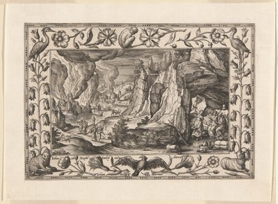 Lot und seine Töchter, aus Landschaften mit alten und neuen Testamentsszenen und Jagdszenen von Adriaen Collaert