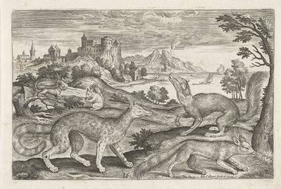 Marder, Eichhörnchen und ein Fuchs von Adriaen Collaert