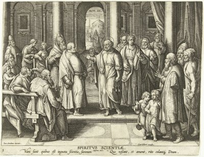 Petrus und Paulus beweisen die Auferstehung Christi: die Gabe der Gelehrsamkeit von Adriaen Collaert