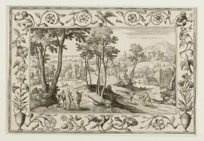 Die Reise nach Emmaus, aus Landschaften mit alten und neuen Testamentsszenen und Jagdszenen von Adriaen Collaert
