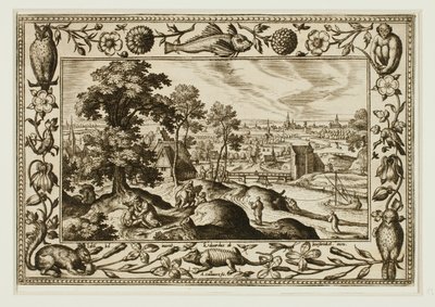 Das Gleichnis vom barmherzigen Samariter, aus Landschaften mit alten und neuen Testamentsszenen und Jagdszenen von Adriaen Collaert