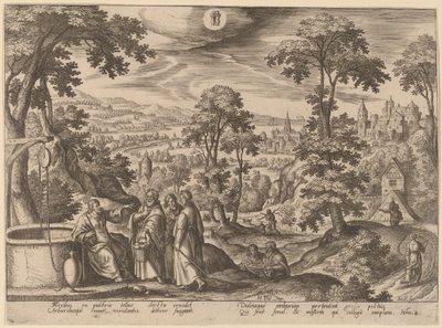 Christus und die Frau von Samaria von Adriaen Collaert after Hans Bol