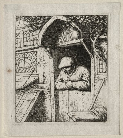 Bauer, der in seiner Tür steht von Adriaen Jansz. van Ostade