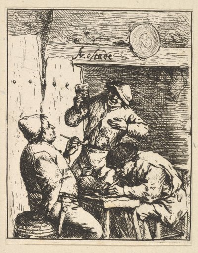 Sänger zwischen zwei Rauchern, 1610-85 von Adriaen Jansz. van Ostade