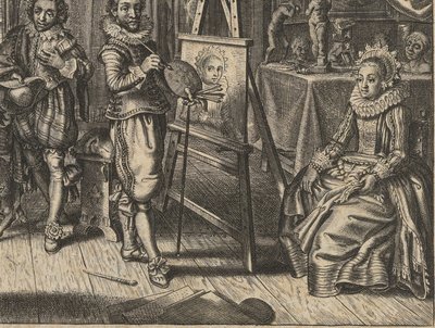 Maler und weibliches Modell im Atelier von Adriaen Pietersz van de Venne
