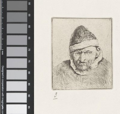 Büste eines alten Bauern mit einer Spitzmütze von Adriaen van Ostade