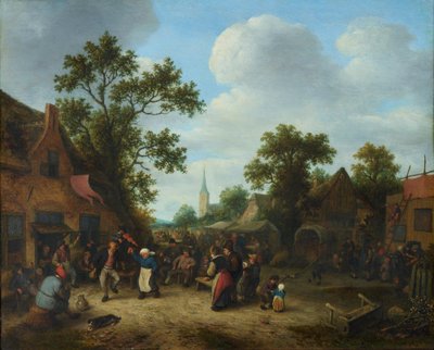 Dorffest mit tanzendem Bauernpaar von Adriaen van Ostade