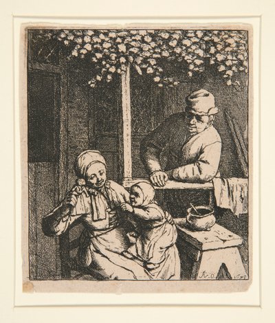 Die gewünschte Puppe [Frau neckt Kind mit Puppe] von Adriaen van Ostade