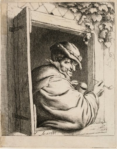 Pfeifenraucher am Fenster von Adriaen van Ostade