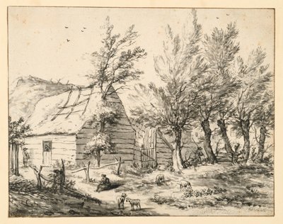 Bauerngehöft hinter einer Reihe von Kopfweiden von Adriaen van de Velde