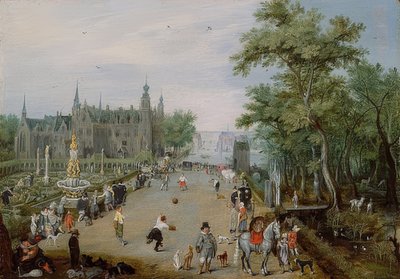Jeu de Paume-Spiel vor einem Palast von Adriaen van de Venne