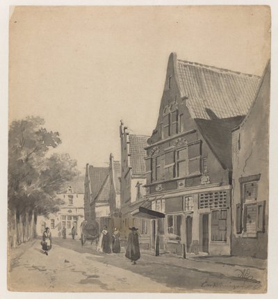 Ansicht des Zuiderhavendijk in Enkhuizen von Adrianus Eversen