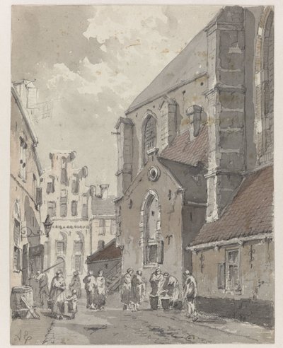 Ansicht von Amersfoort, rechts ein Teil der St. Joriskerk von Adrianus Eversen