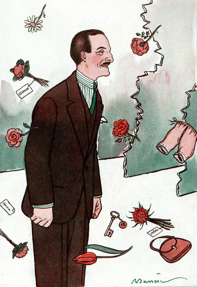 Karikatur des französischen Komikers Victor Boucher (1877-1942) - Zeichnung von Adrien Barrere (1877-1931) aus Fantasio von Adrien Barrere