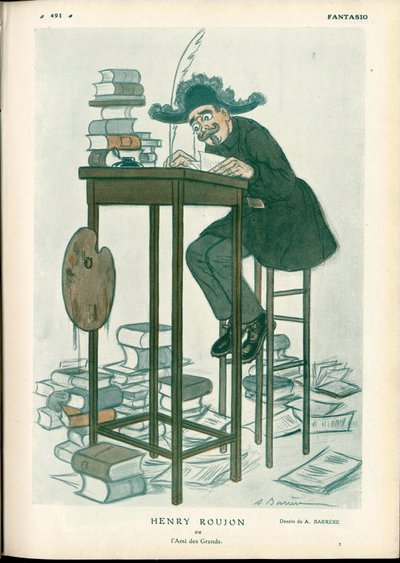 Illustration von A. Barrere (1874-1931): Schöne Künste, Lesen und Schreiben - Roujon Henry von Adrien Barrere