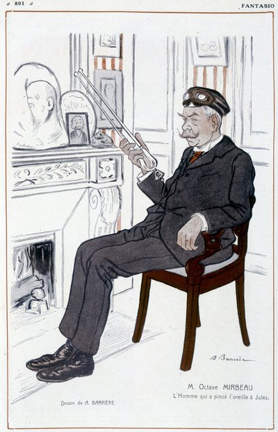 Humoristische Zeichnung über Octave Mirbeau von Barrère - in „Fantasio“, vom 01.04.1908 von Adrien Barrere