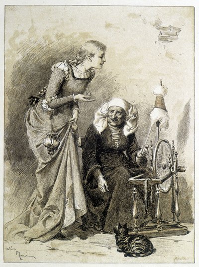 Dornröschen - in „Die Märchen“ von Charles Perrault, Illustrationen von Adrien Marie von Adrien Emmanuel Marie