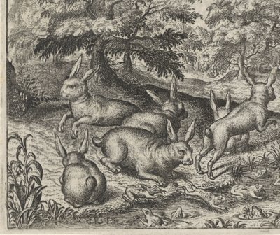 Fabel von den Hasen und den Fröschen von Egidius  Sadeler (II)