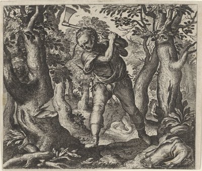 Fabel vom Holzfäller und dem Wald von Egidius  Sadeler (II)
