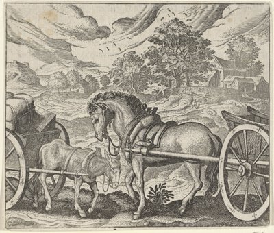 Fabel vom unzufriedenen Pferd und Esel von Egidius  Sadeler (II)