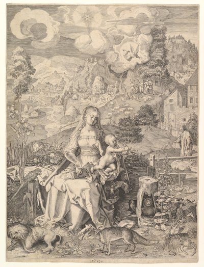Jungfrau und Kind in einer Landschaft, ca. 1597 von Aegidius Sadeler II