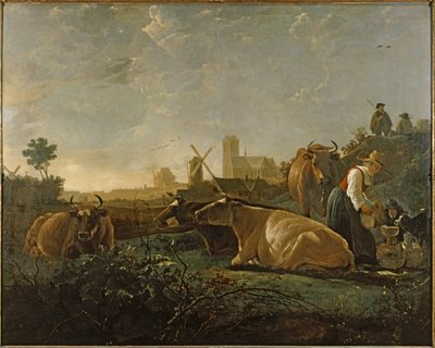Magd und Vieh in der Nähe von Dordrecht von Aelbert Cuyp