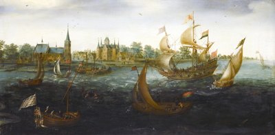 Schiffe vor IJsselmonde von Aert Anthoniszoon