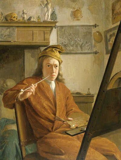 Porträt eines Malers, vielleicht der Künstler selbst von Aert Schouman (attributed to)