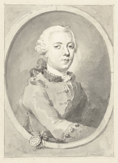 Porträt von Wilhelm V., Prinz von Oranien-Nassau, nach rechts, im Oval von Aert Schouman
