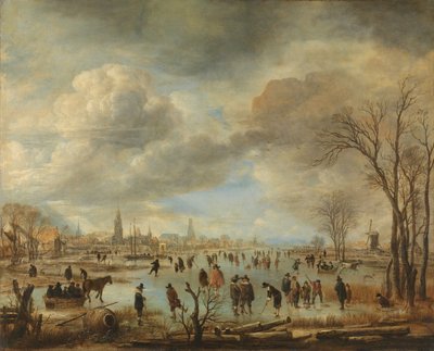 Winterlandschaft in der Nähe einer Stadt von Aert van der Neer