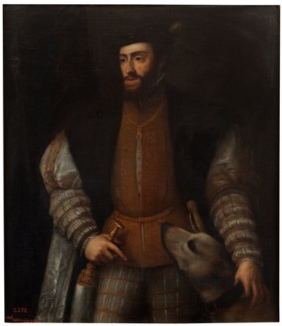 Der Kaiser Karl V. mit einem Hund von after Titian