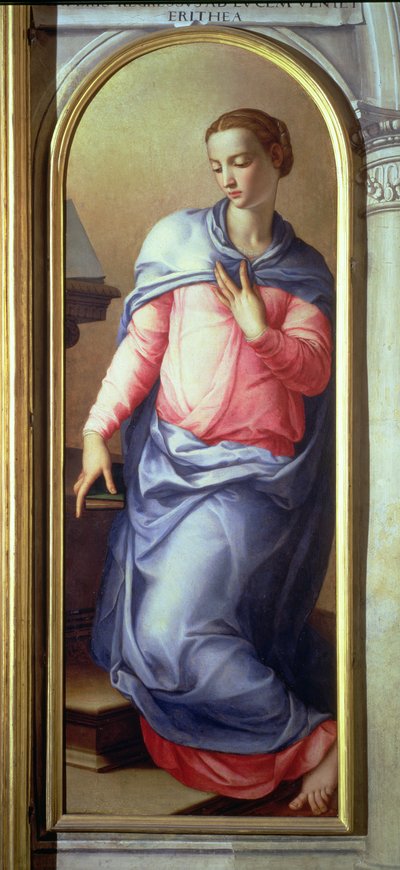 Die Jungfrau, rechte Tafel einer Verkündigung, 1555 von Agnolo Bronzino